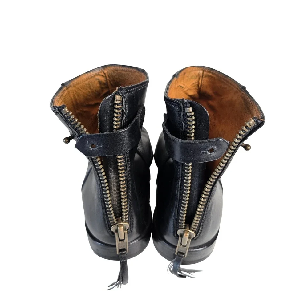 Madewell Hayes Zip Back Leather Round Toe Ankle Boots Booties Black Size 7